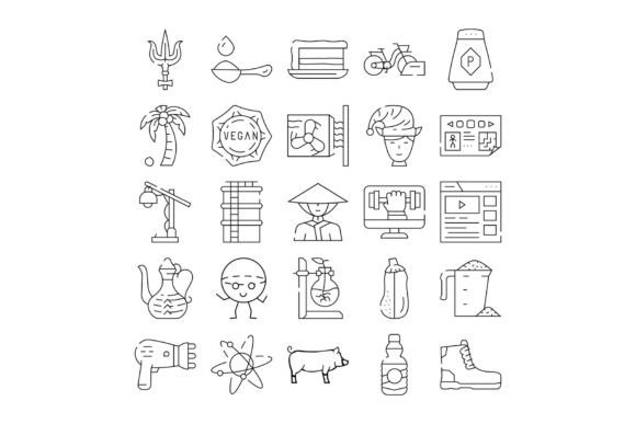 Collection of Various Outline Icons on W: Enhancing Digital Design with Versatile Visual Assets