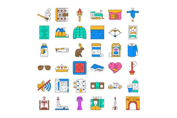 Collection Various Objects and Symbols F: A Versatile Design Resource for Modern Creatives