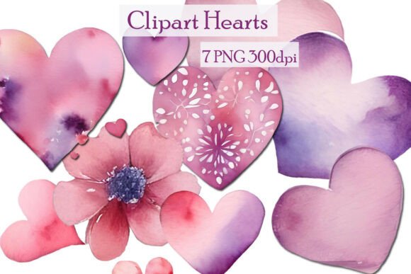 Cute Hearts Clipart Watercolor: A Versatile Design Resource for Creative Projects