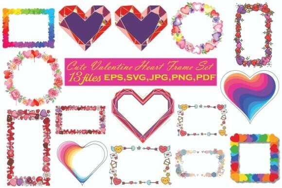 Cute Valentine Heart Frame Set: Creative Design Made Easy