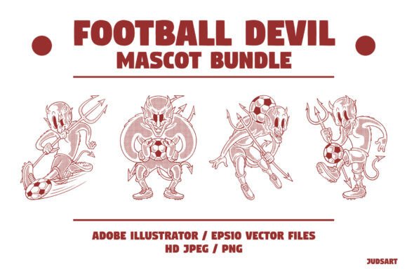 Devil Soccer Player Mascot Bundle
