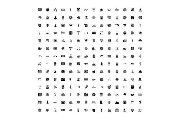 Diverse Black Glyph Style Collection for UI and Graphic Design