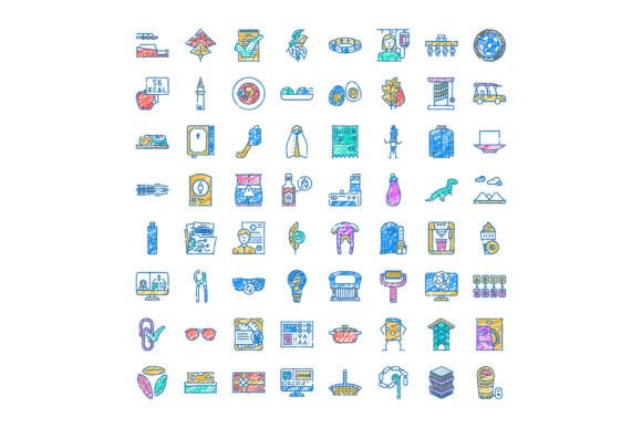 Diverse Doodle Icons: A Playful Vector Illustration Collection