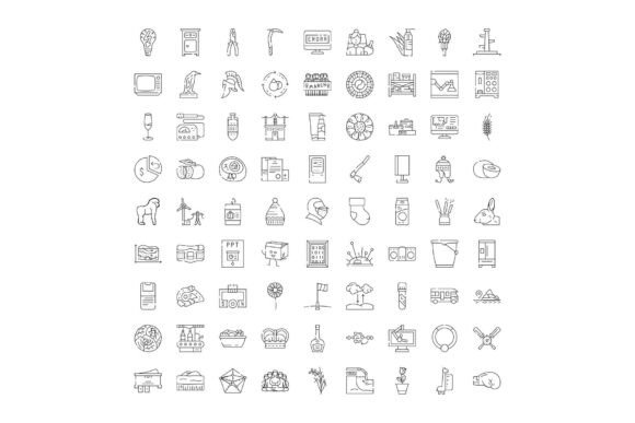 Diverse Line Art Icons Creating Business: A Visual Foundation for Modern Design