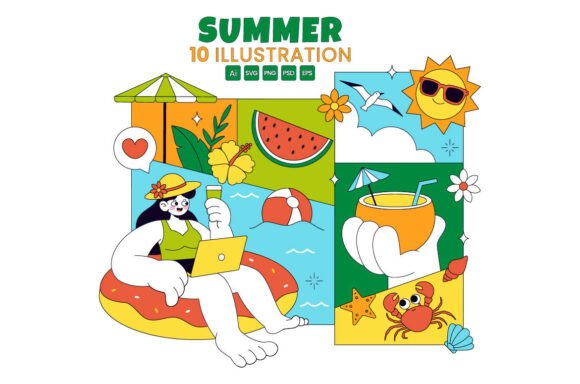 Enhance Your Designs with 10 Summer Vacation Illustrations