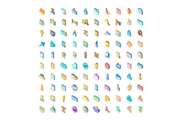 Enhancing Visual Communication with Isometric Colorful Icons Depicting Diver and Other Modern Design Elements