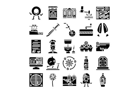 Glyph Black and White Icons for Creative Design