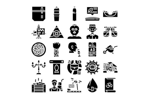 Glyph Icons for Visual Communication: Enhancing Design Workflows with the Collection of Glyph Icons Depicting Vari