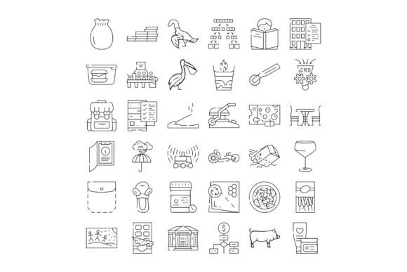 Linear Black and White Icons for Design Projects