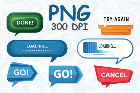 Modern UI Speech Bubble Buttons Set: Clean, Versatile Interface Elements for Digital Projects