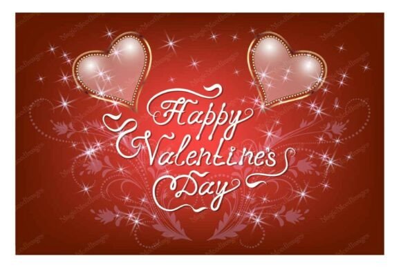 Valentine's Day Greeting Card Design with Bulk Hearts & Calligraphic Elegance