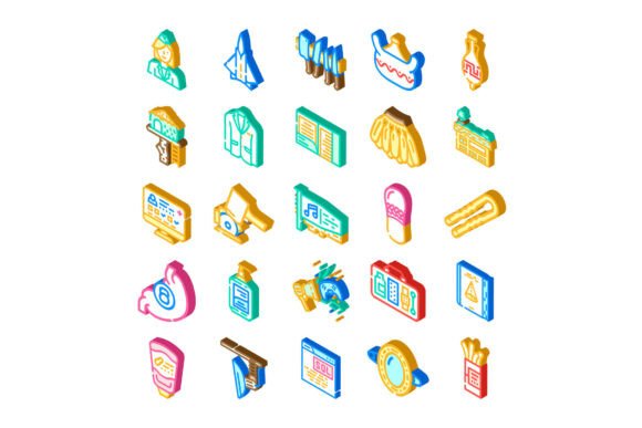 Various Isometric Icons: A Diverse Collection for Modern Design