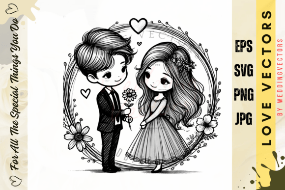 Wedding Couple and Love Vectors - C1715: Elevate Your Romantic Designs